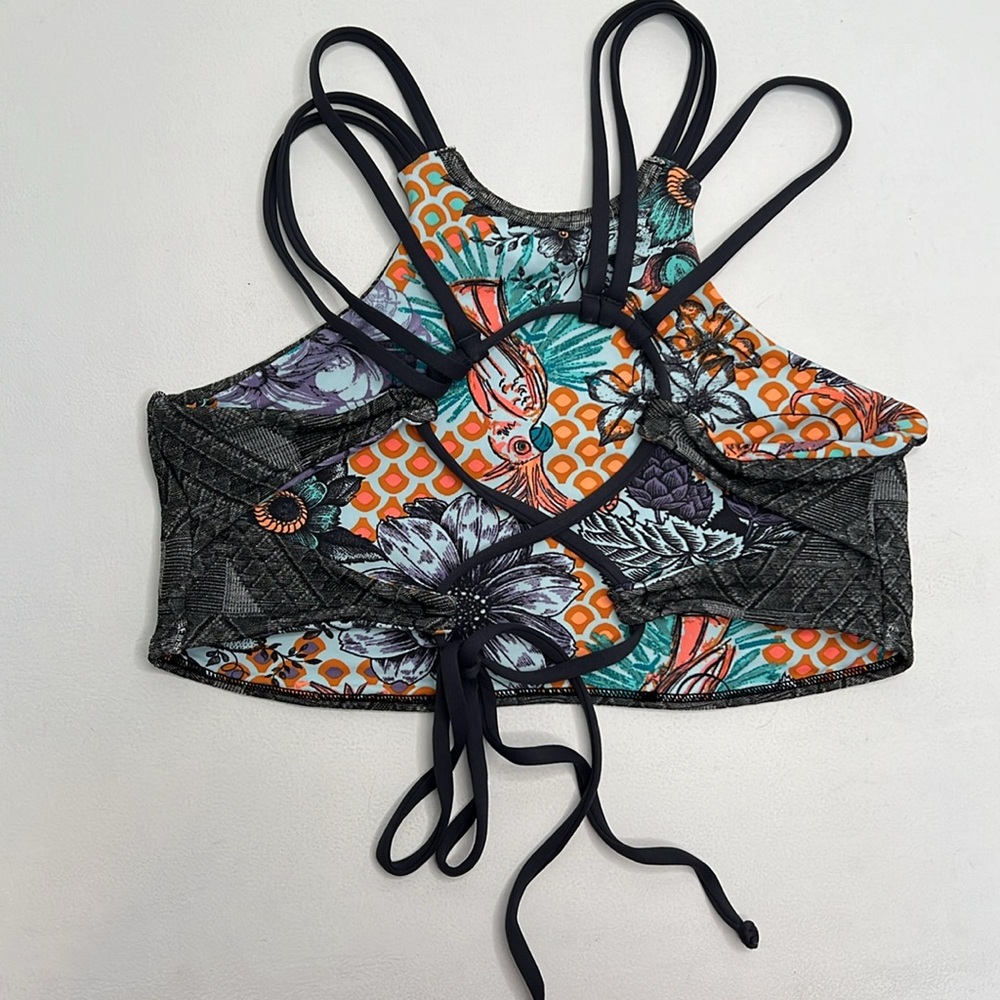 Maaji reversible high neck bikini swim top size small bird floral geometric - Picture 5 of 8